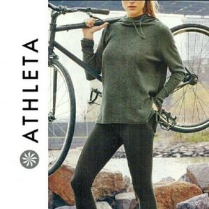 Athleta Grey Waffle Knit Cowl Neck Hoodie